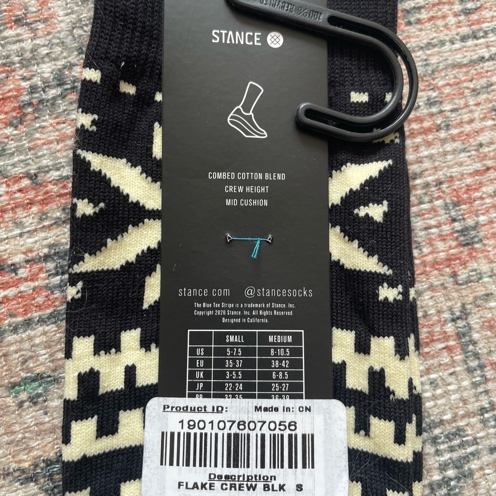 Stance Unisex Black & Cream Fair Isle Casual Socks - Picture 5 of 5